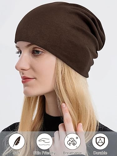 Miniatura 4 de Senker Fashion Slouchy Beanie Hats for Women Men, Chemo Headwear Cotton Beanies Soft Lightweight Chemo Skull Cap Elastic