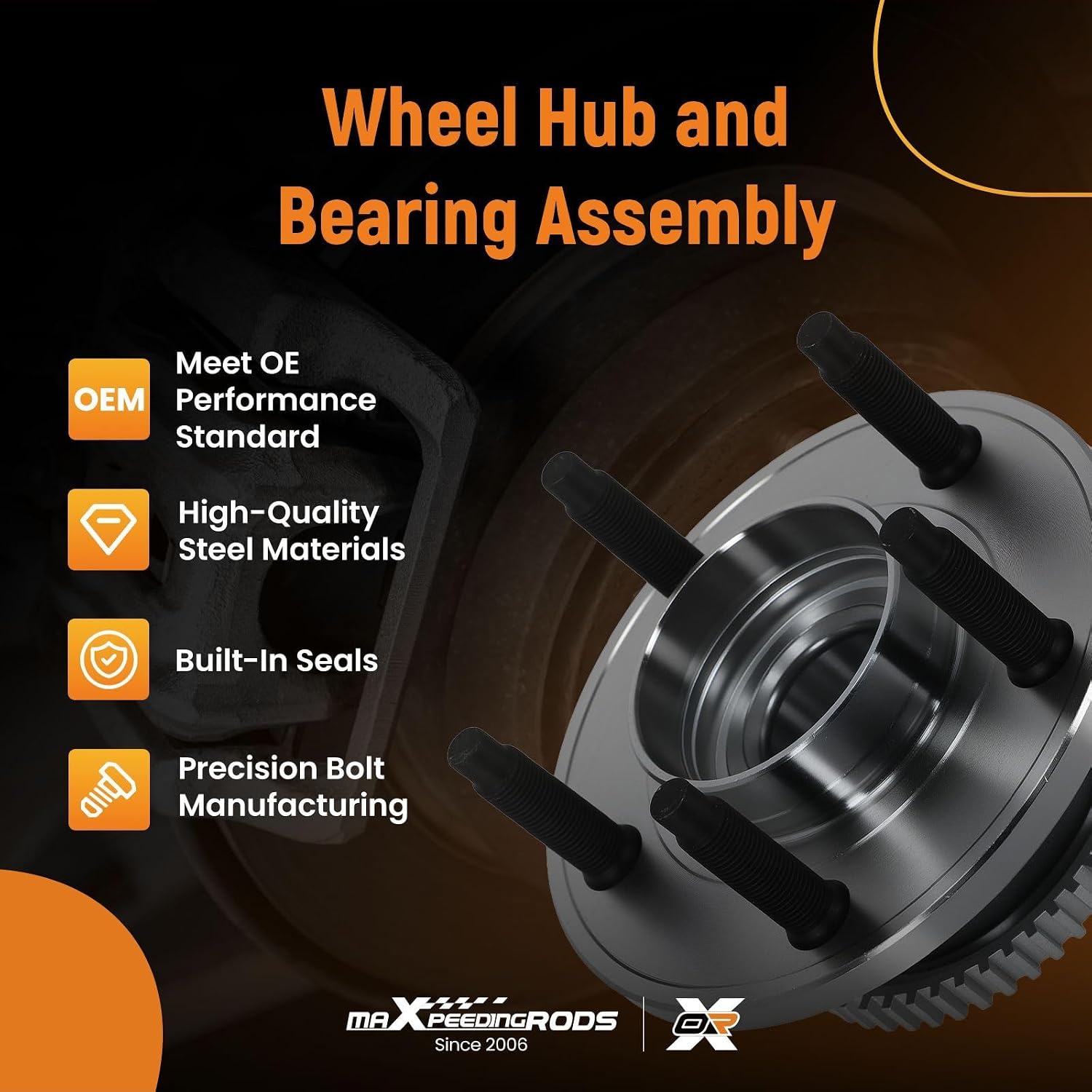 maXpeedingrods 513221 Front Wheel Hub & Bearing Assembly for Ford Mustang 2005-2014, for Avanti Avanti 2005-2007 All Models 5-Lug Tone Ring