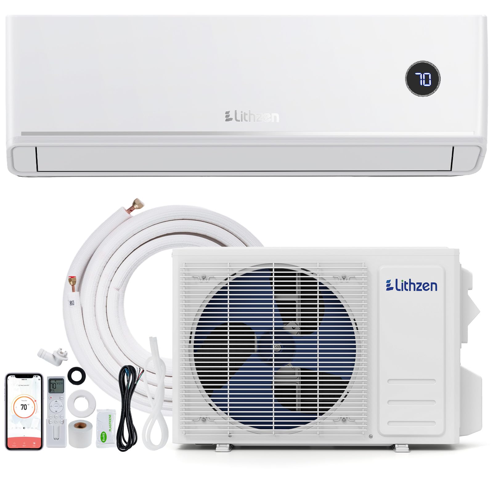 12000 BTU Mini Split Air Conditioner & Heater, 115V 18.1 SEER2 Wifi Enabled Energy Efficient Inverter Ductless AC & 1 Ton Heat Pump System, Works with Alexa, Cools Up to 600 Sq. Ft