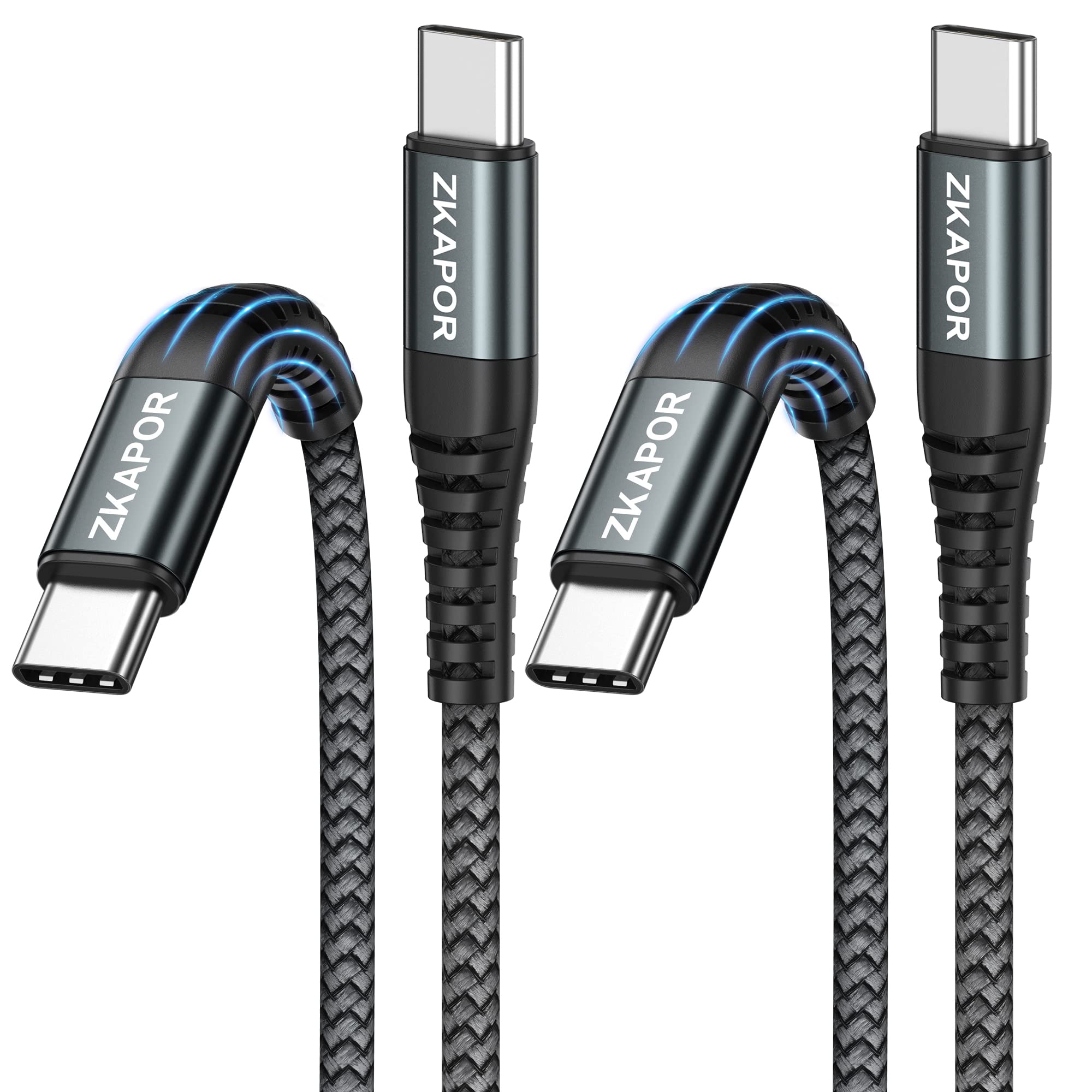 ZKAPOR USB C to USB C Cable [2Pack 1M], Type C to Type C Cable 60W Type C Charger Cable Fast Charging for Samsung Galaxy S22 /S21 /S20, Pad Pro 11''2020, Air 2020/2018, Huawei P40 /P30, Pixel -Grey