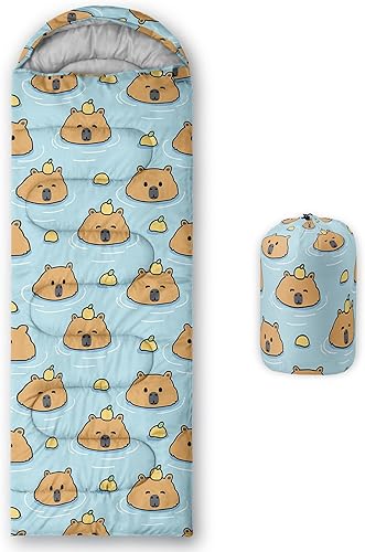 Vista 11 de Axolotl Moon Stars - Saco de dormir para niños, saco de dormir ligero y cálido para clima frío, saco de dormir portátil impermeable para camping