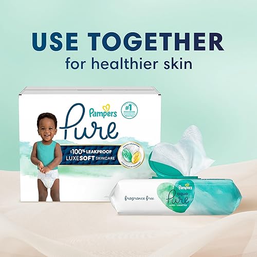 Miniatura 10 de Tamaño de los pañales Pañales desechables para bebés Pampers Pure Protection protección hipoalergénica y sin perfume pack mensual el empaque puede