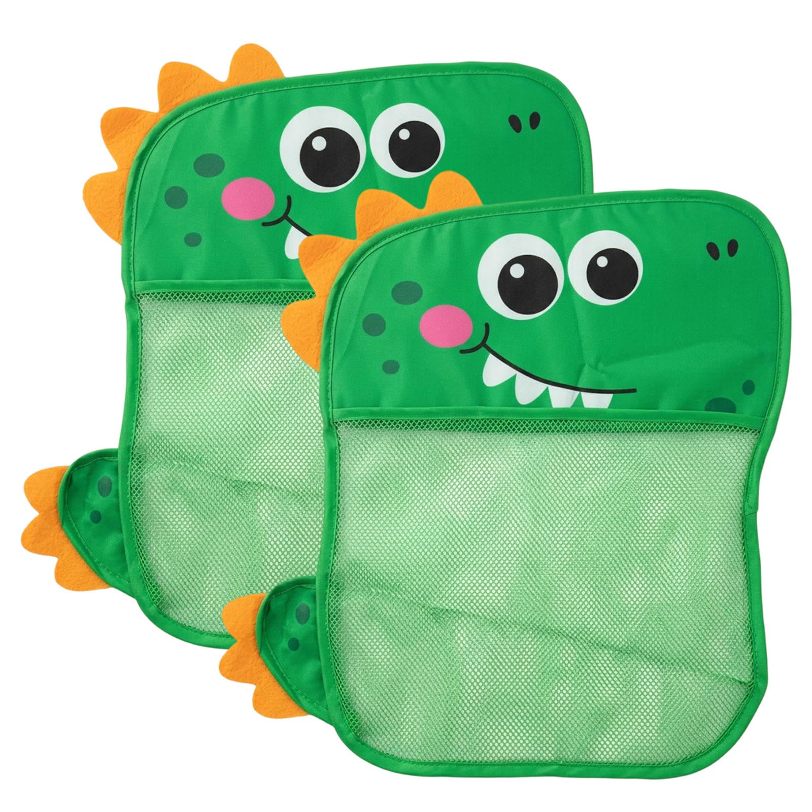 2 Pack Bath Toy Net,Bathroom Toy Storage Organiser with Dinosaur Design Bags,Fold-Able Hanging Toy Storage Solution for Wet Items,Quick Dry Wall-Mounted Bathroom Space Optimisation with 2 Suction Cups