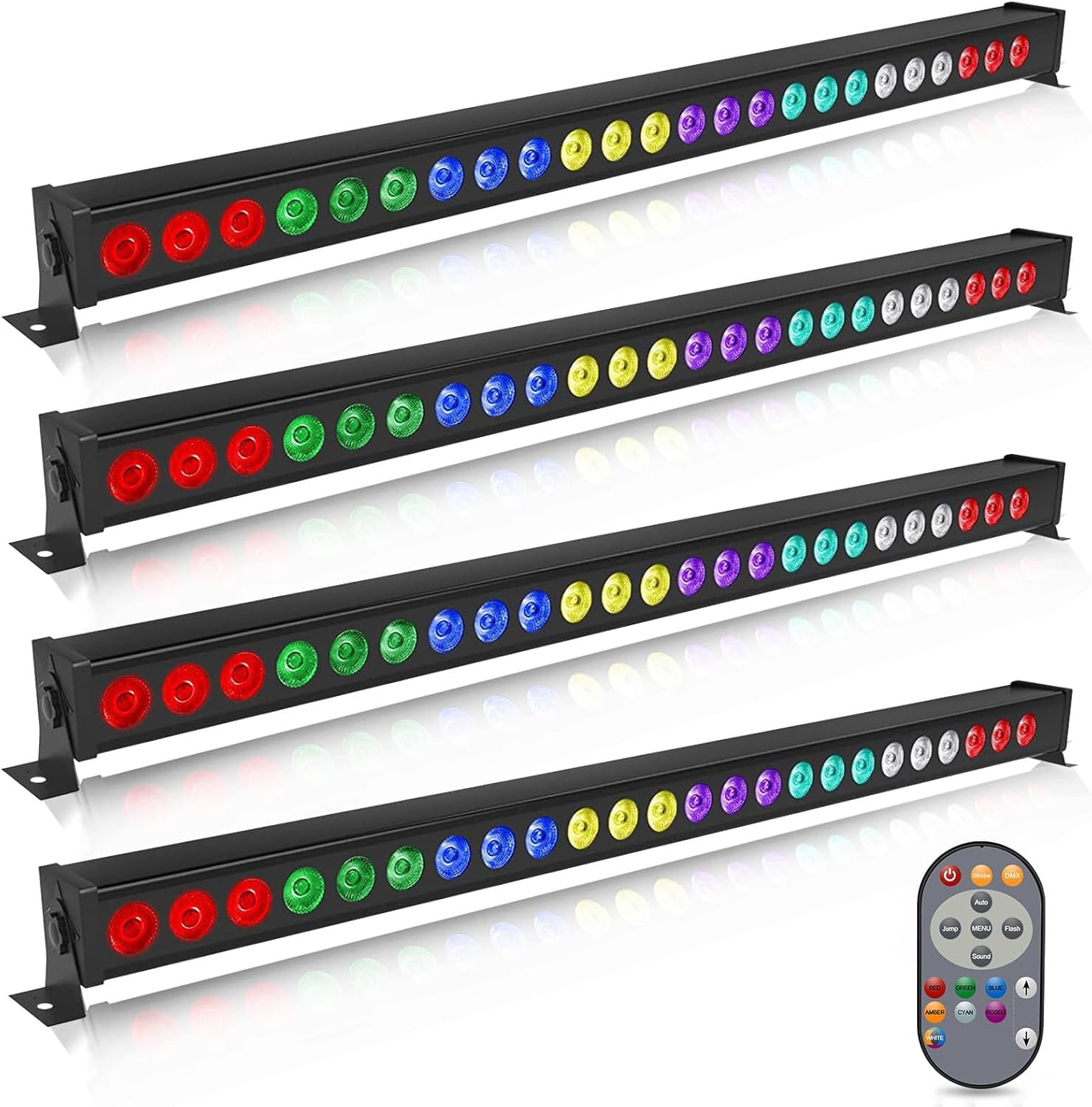 UKing 4 PCS 24 x 3W LED Wall Wash Luci da DJ,LED Bar RGB Effetto Luce da Discoteca con Telecomando,Palcoscenico Stroboscopica per Luci da Palco per Party DJ Discoteca Luci da Palco Bar Interno
