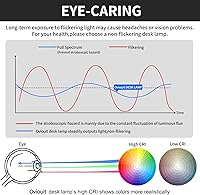 Vista 7 de LED Desk Lamp with Charger, USB Charging Port, Dual Swing Arm Desk Light with 5 Brightness, 3 Colors, Table Lamp with Clock, Alarm, Date