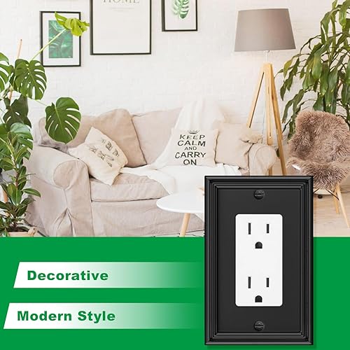 Miniatura 4 de Placa decorativa moderna negra para interruptor de luz, cubierta de interruptor de luz, placas de interruptor basculante, placas de pared de fibra