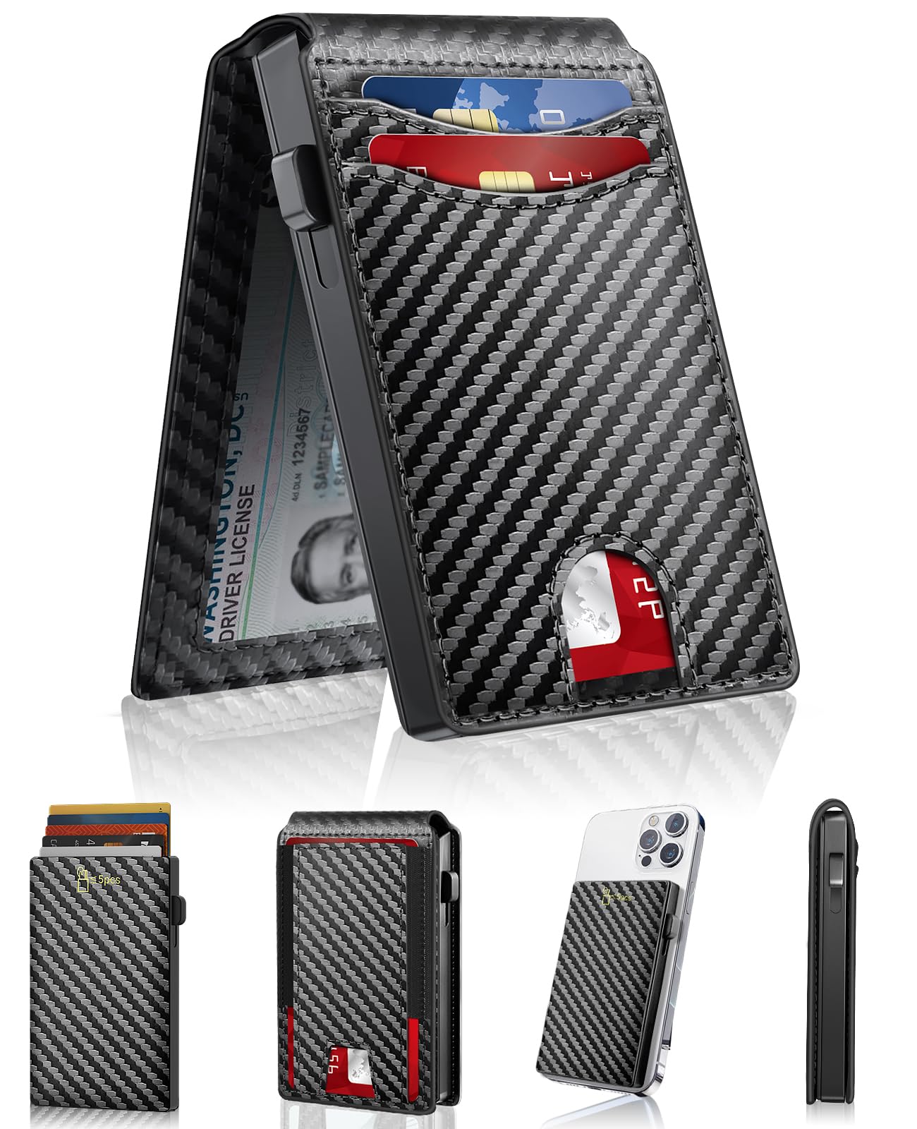 MURREEWallet for Men, Mens Wallet Slim with Pop Up Credit Card Holder, RFID Blocking Bifold Minimalist Wallet with ID Window, Gift Box