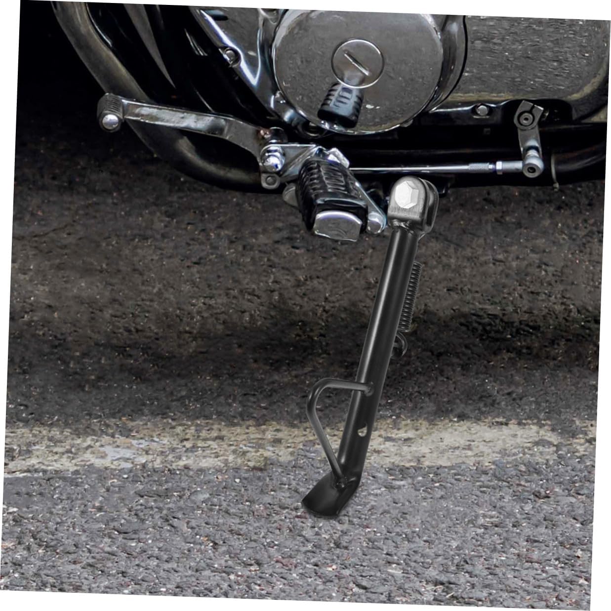 2 Sets Motorcycle Kickstand Foot Side Support, Iron Black