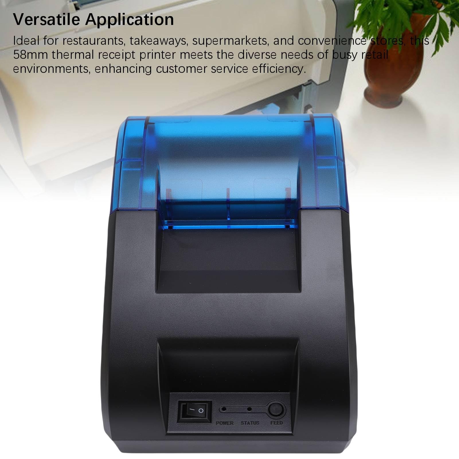 Cocoarm Impresora Térmica Portátil 58mm, USB Bluetooth POS, para Restaurantes y Tiendas (Enchufe de la UE)