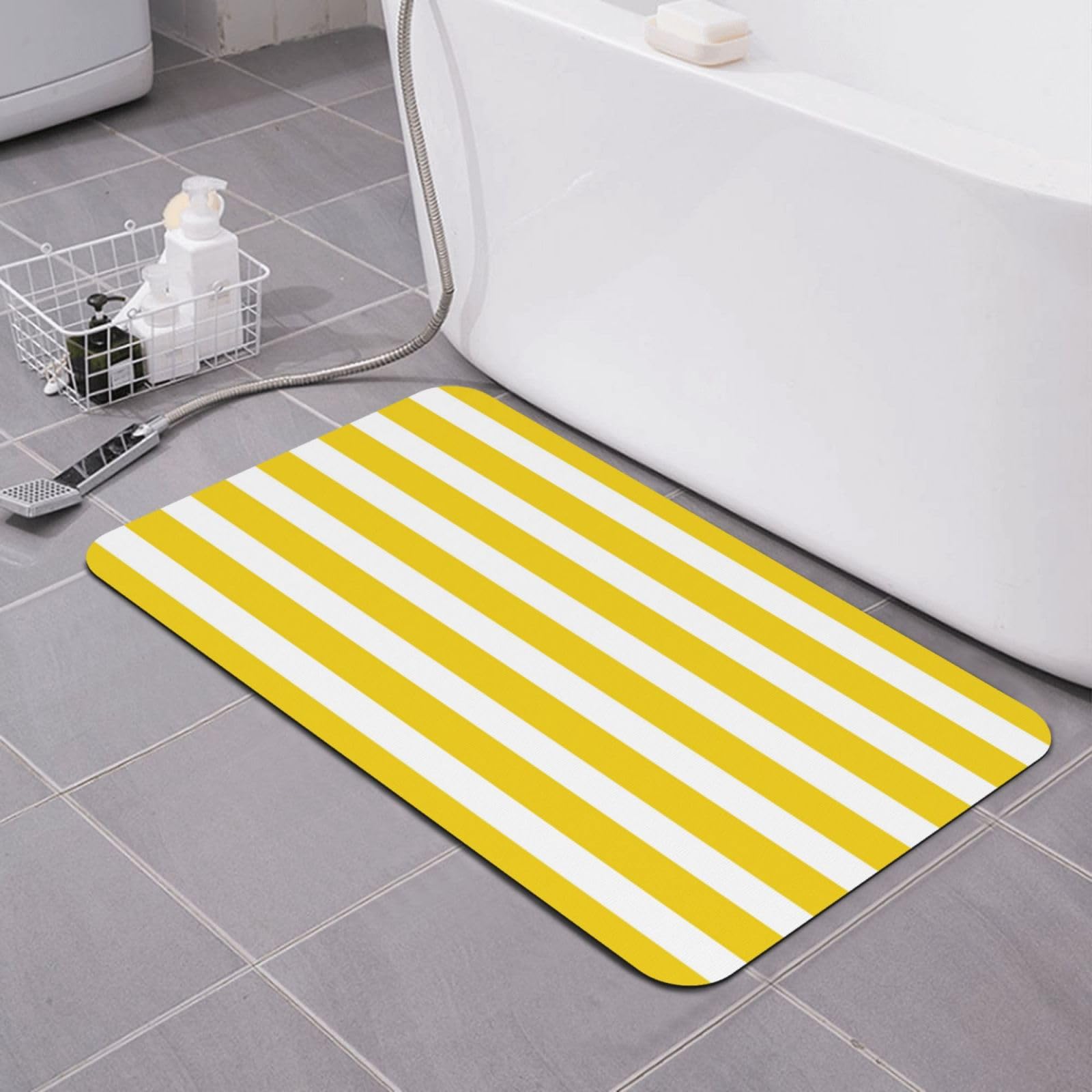 Tapis de diatomée jaune citron pour une salle de bain chaleureuse et sereine