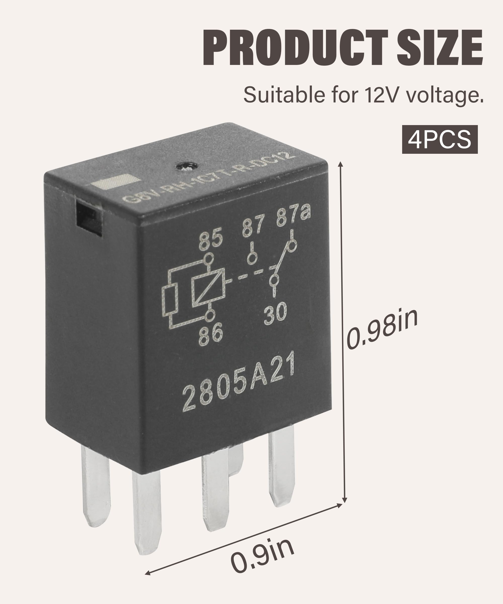RACOONA 4-Pack 12V 30A 5-Pin Relay - G8V Model For Car Electronics & Accessories