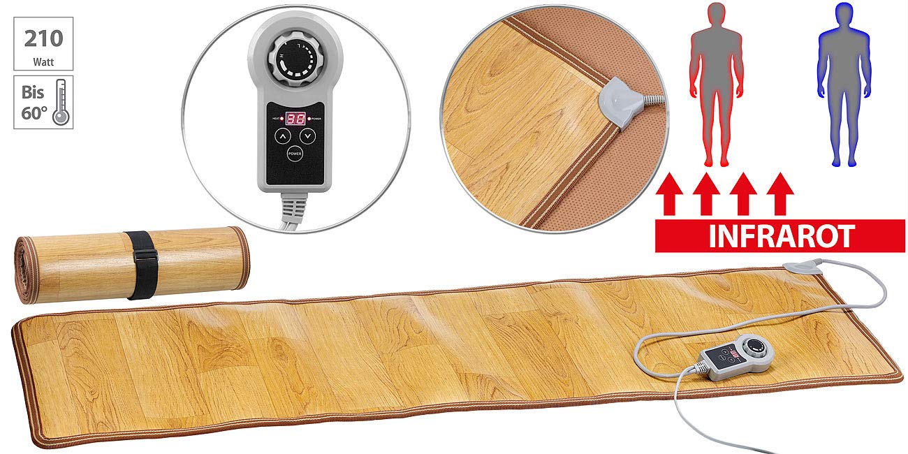 infactory Riscaldamento a pavimento - tappetino riscaldante infrarossi: Riscaldabile Tappeto riscaldante a infrarossi, 151 x 55 cm, fino a 60 °C (tappetino per pavimento, per calore profondo, piede)