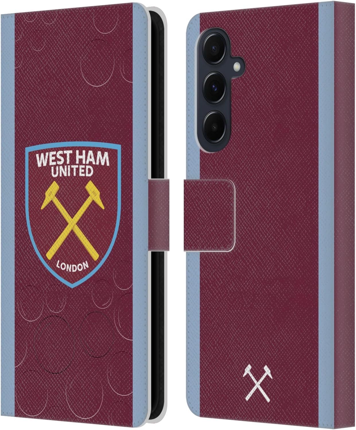 Head Case Designs Officially Licensed West Ham United FC Home 2023/24 Crest Kit Leather Wallet Case Compatible with Samsung Galaxy A55 5G