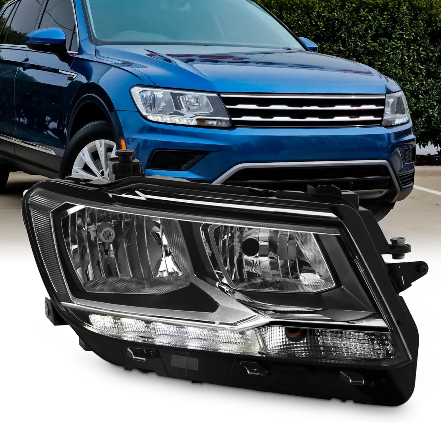 AKKON - Fit 2018 2019 2020 2021 VW Tiguan 18-21 Halogen Type w/LED DRL Turn Signal Headlight Headlamp OE Style Passenger Right Side