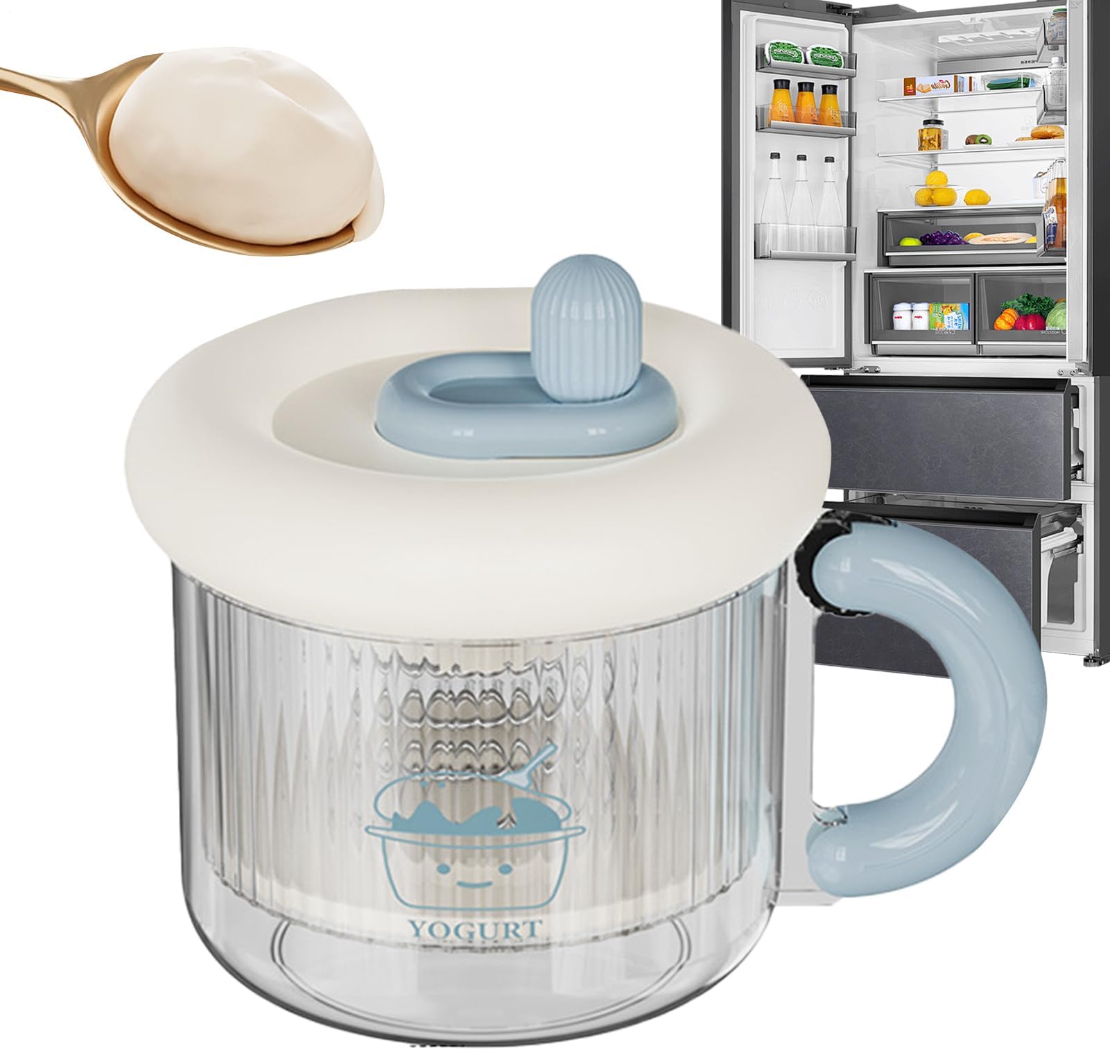 Dry Yogurt Maker - Dry Yogurt Strainer with Lid | Reusable Fine Mesh Filter Cheese Maker for Soy Milk Cream Home Cooking Daily Diet Fitness Breakfast Kitchen Women Men