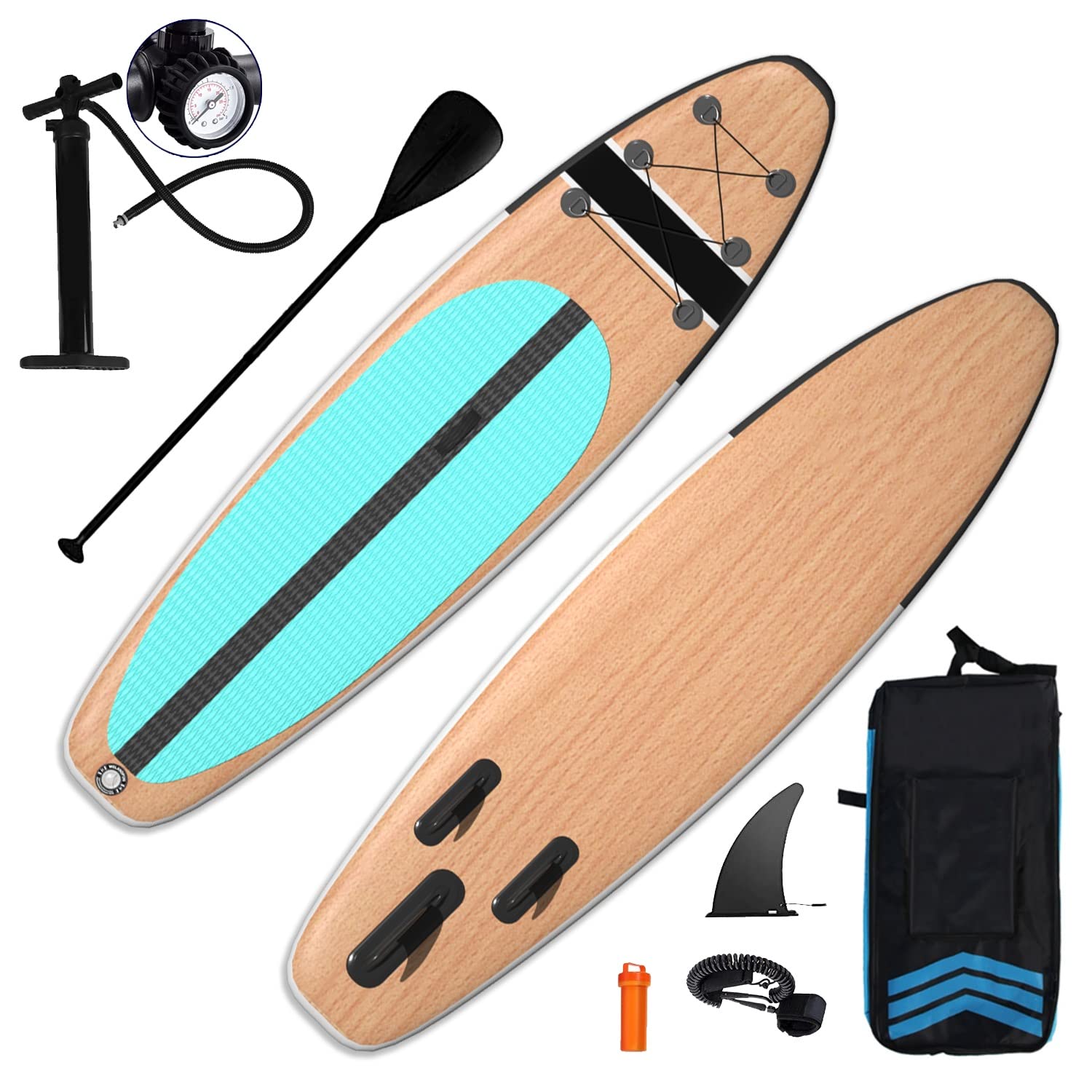 ALIFUN SUP Inflatable Paddle Board Stand Up Paddleboarding 10ft 11ft Weight Capacity 330 LBS 6 Inches Thick Wide Stance with All Around Accessories