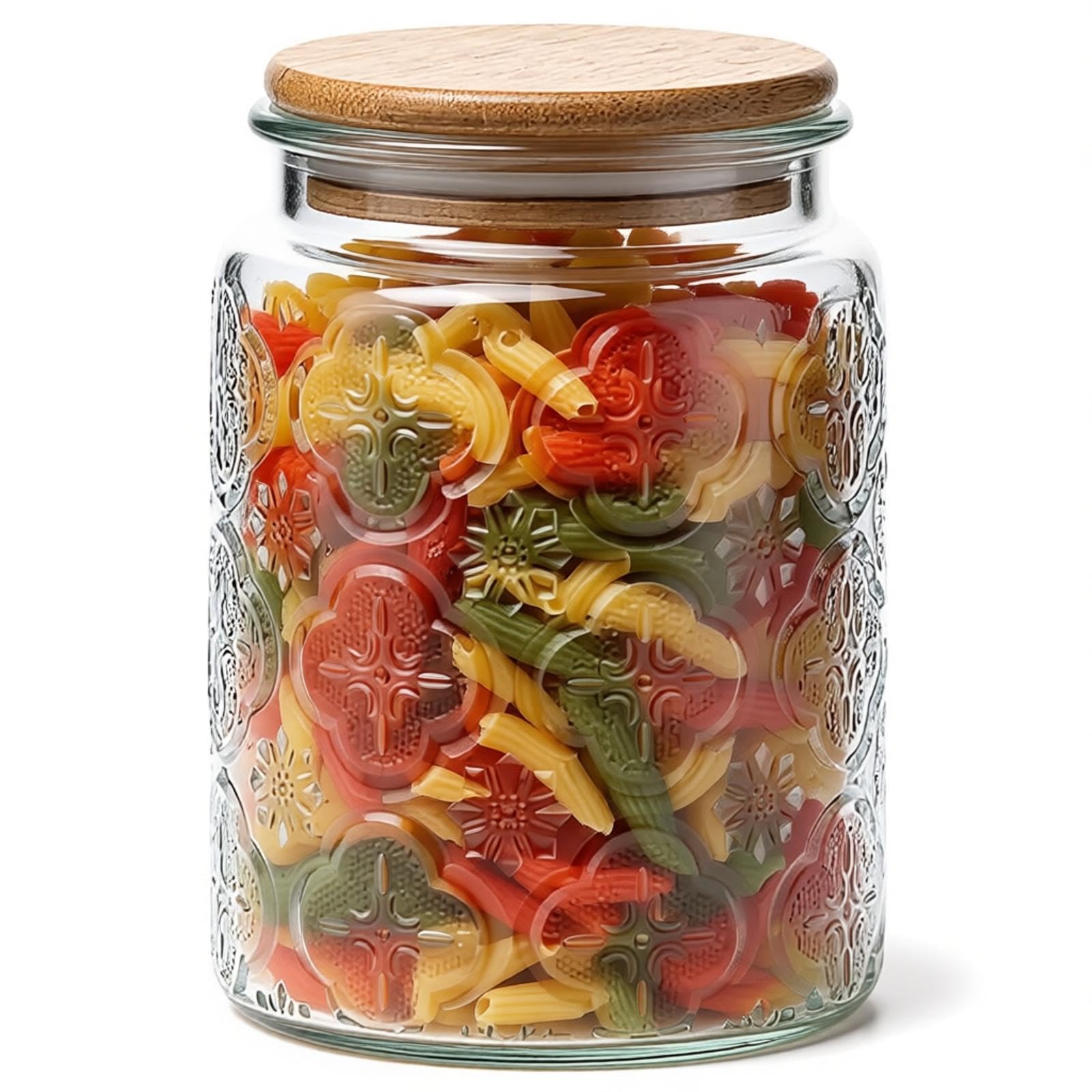 Muamax Transparent Vintage Glass Jar With Lids, Airtight Canister For Kitchen Pantry, Glass Food Storage Containers For Kitchen Counter, Decorative Jar For Candy Coffee, Tea, Sugar, Cookie, ,Coffee Bean