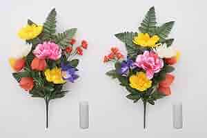 2点セット　スポンジ付き　■お墓用造花♪紫と白★2本組☆高級感漂うお墓用の仏花 お墓用造花のおすすめ人気商品一覧 通販 - Yahoo!ショッピング