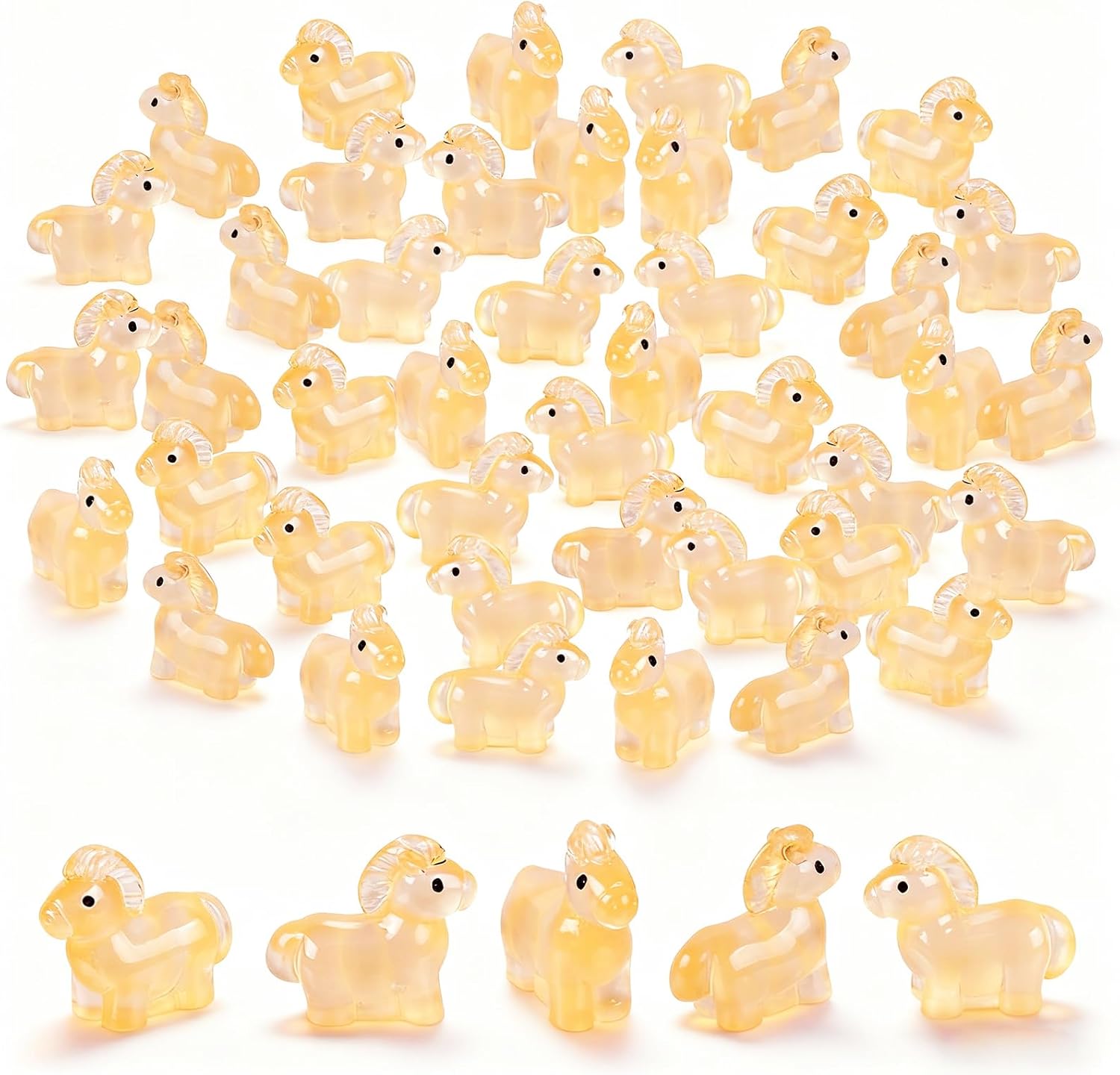 HOMICO 50 Pieces Mini Horse Animals Decor Luminous Mini Resin Animals for Dollhouse Micro Fairy Garden Landscape Aquarium Party Decorations