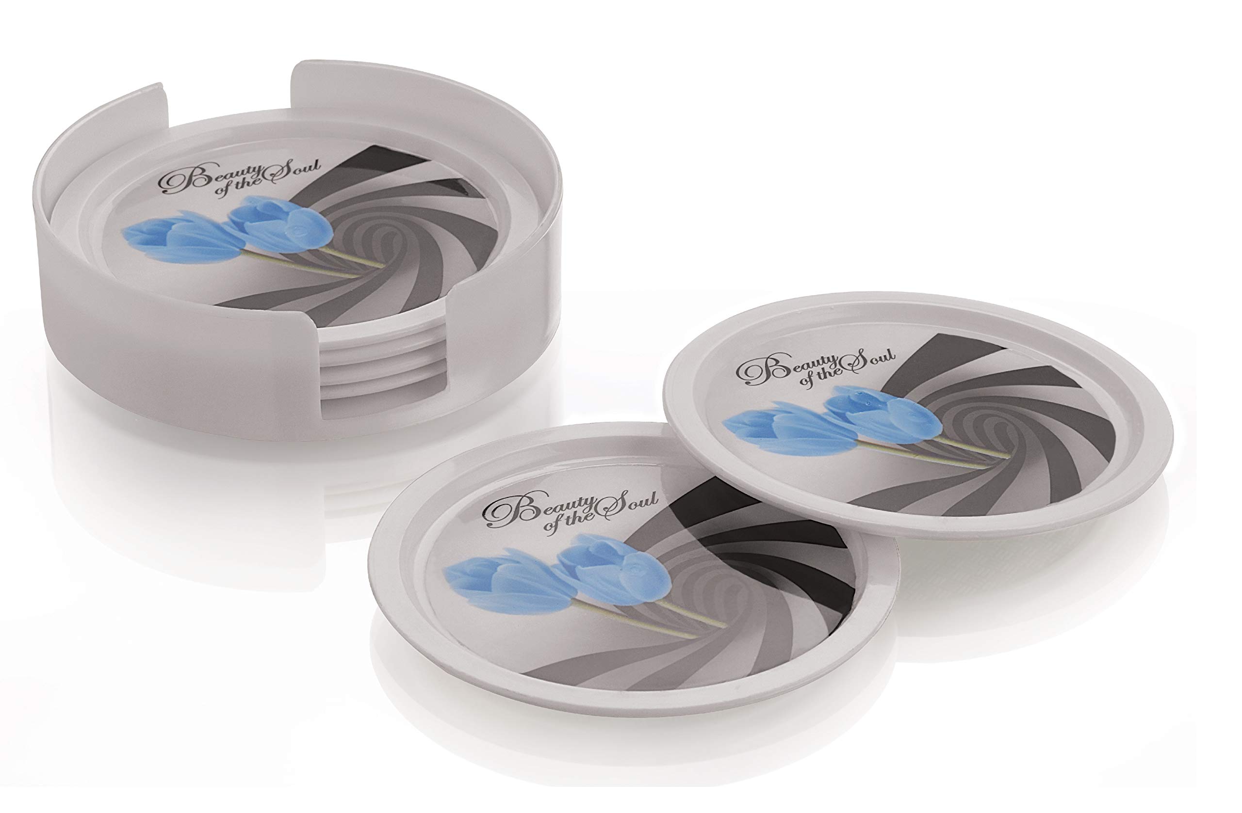 aaKaR - Tea Break Coaster -Printed Round Coaster with Stand - Set of 6 — Amazon image 2