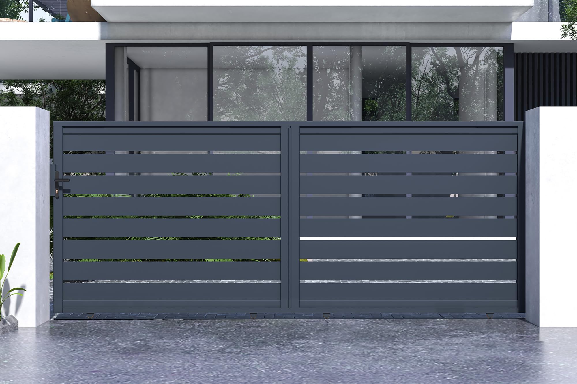 Casanoov Puerta corredera exterior​ 4m VOGEL Alt.160cm aluminio gris
