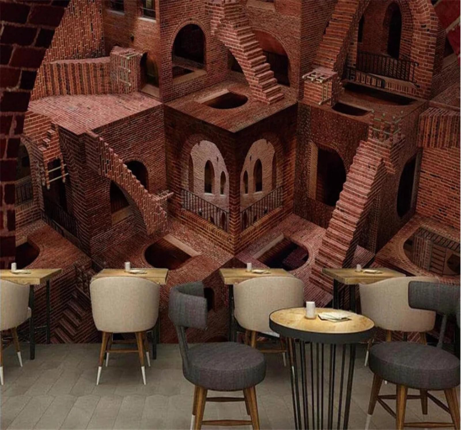 Xlming 400Cm×280Cm(B×H) Three Dimensional Unique Architecture Restaurant Bar 3D Wallpaper Luxury Silk Study Dining Feature Sofa Grey Bedroom Living Room Tv Decorative Wall-400Cm×280Cm