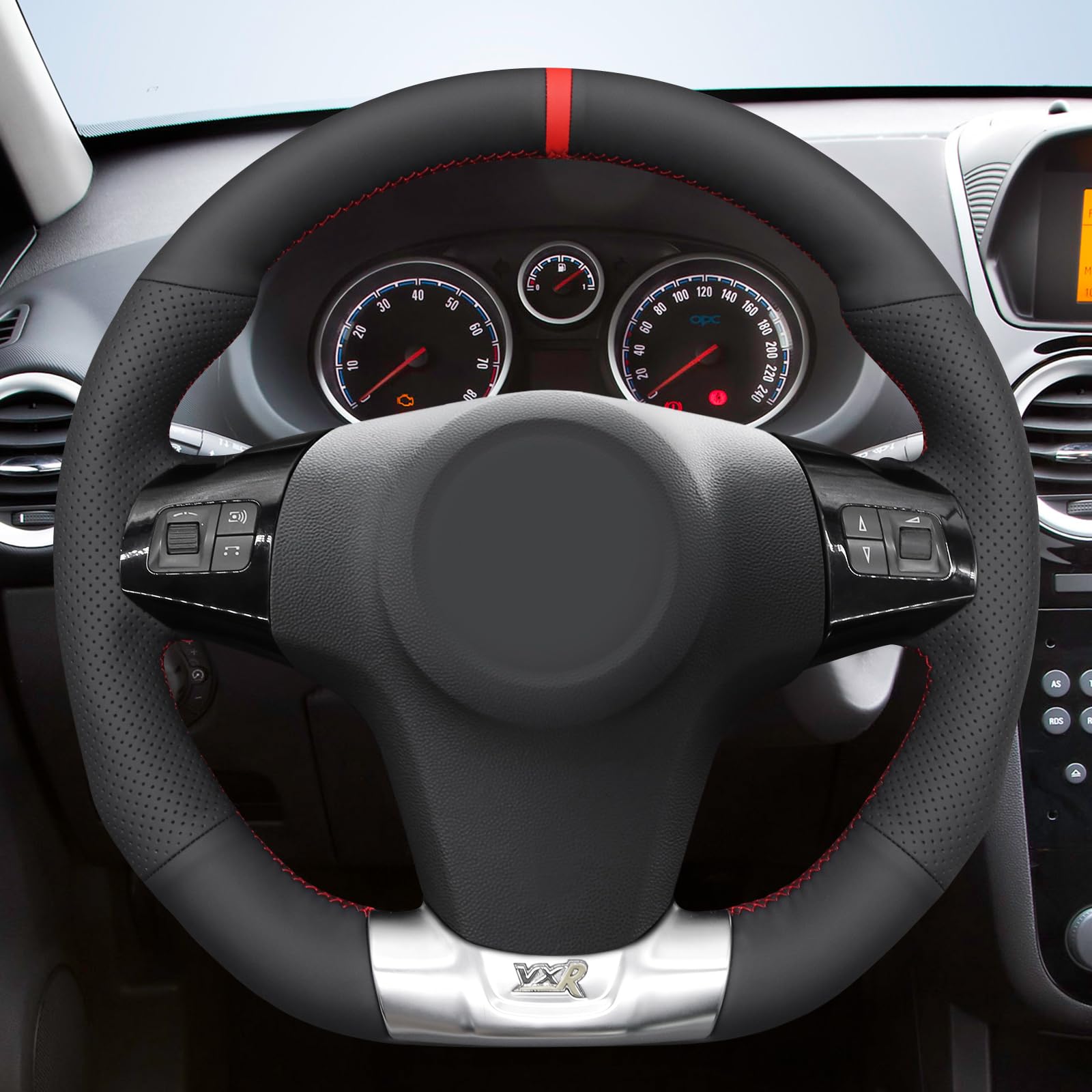 MEWANT Ręcznie szyte pokrowce na kierownicę do samochodu Opel Corsa OPC 2008-2014 pokrowiec na kierownicę akcesoria do Opel Corsa