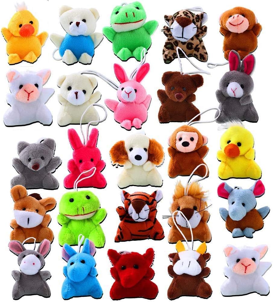 ThinkMax24 Pack Mini Plush Animals Toy Assortment, Small Stuffed Animals in Bulk for Kids Party Favor, Easter Eggs Fillers