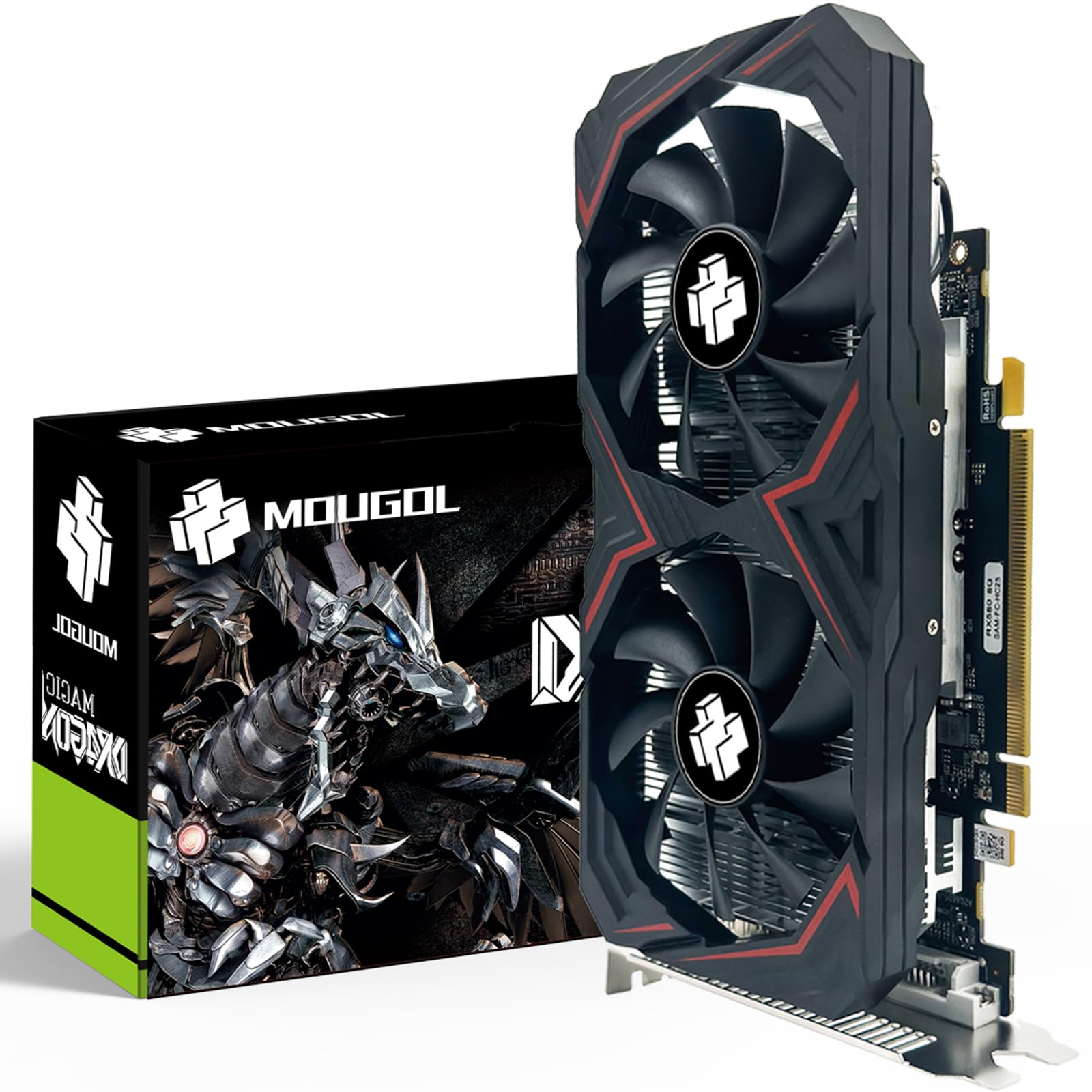 MOUGOL Tarjeta gráfica AMD Radeon RX580, 8GB 2048SP GDDR5 256 bits