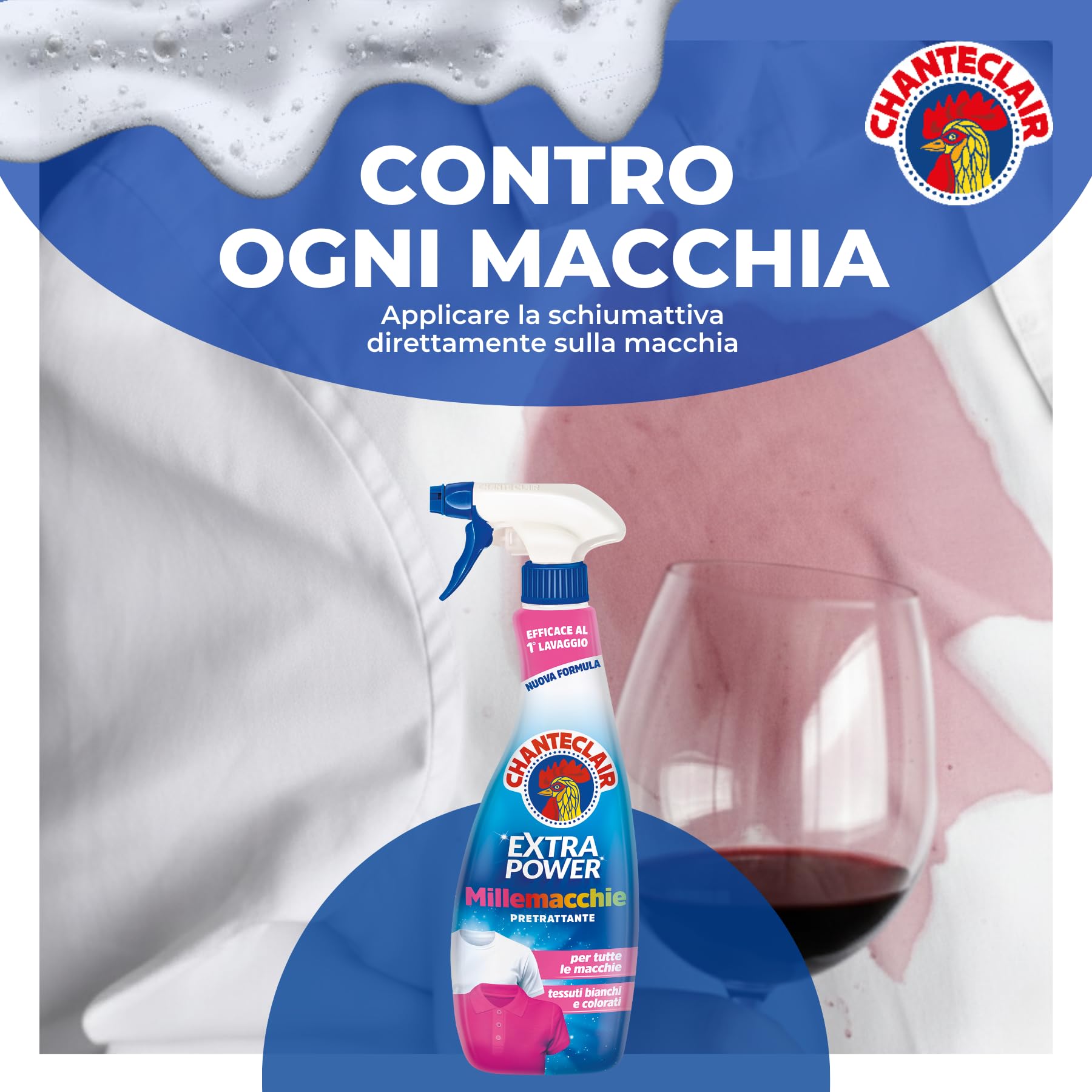 Chanteclair Millemacchie Extra Power, Smacchiatore Contro le Macchie più Frequenti, 500ml