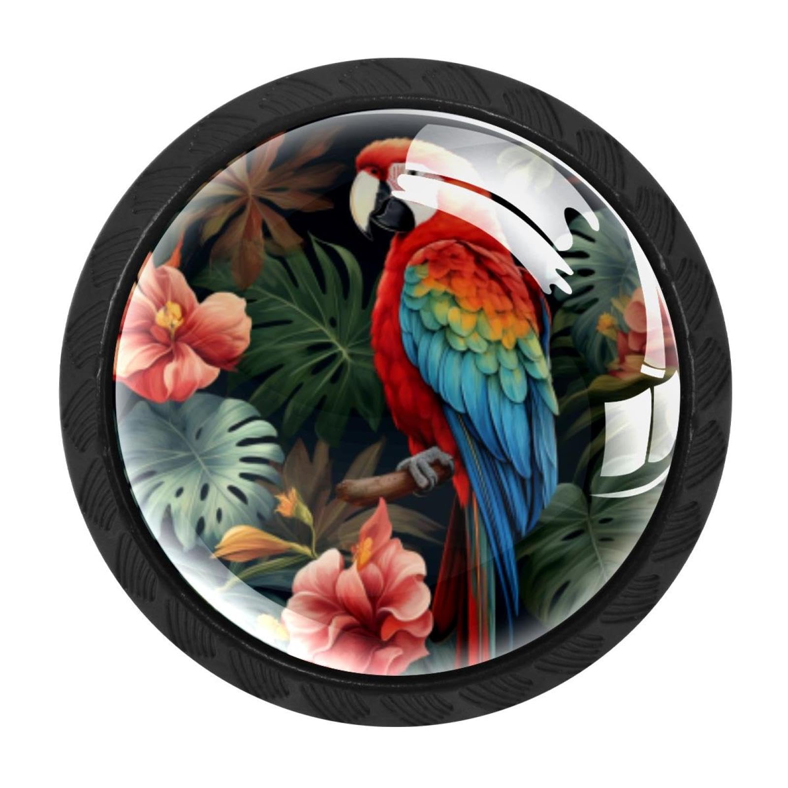 CHENZZZZ 4 Pieces Parrot Drawer Knobs, 35mm Black Cabinet Knobs, Drawer Pulls and Knobs, Dresser Drawer Knobs, Cabinet Hardware Kitchen Cabinet Knobs