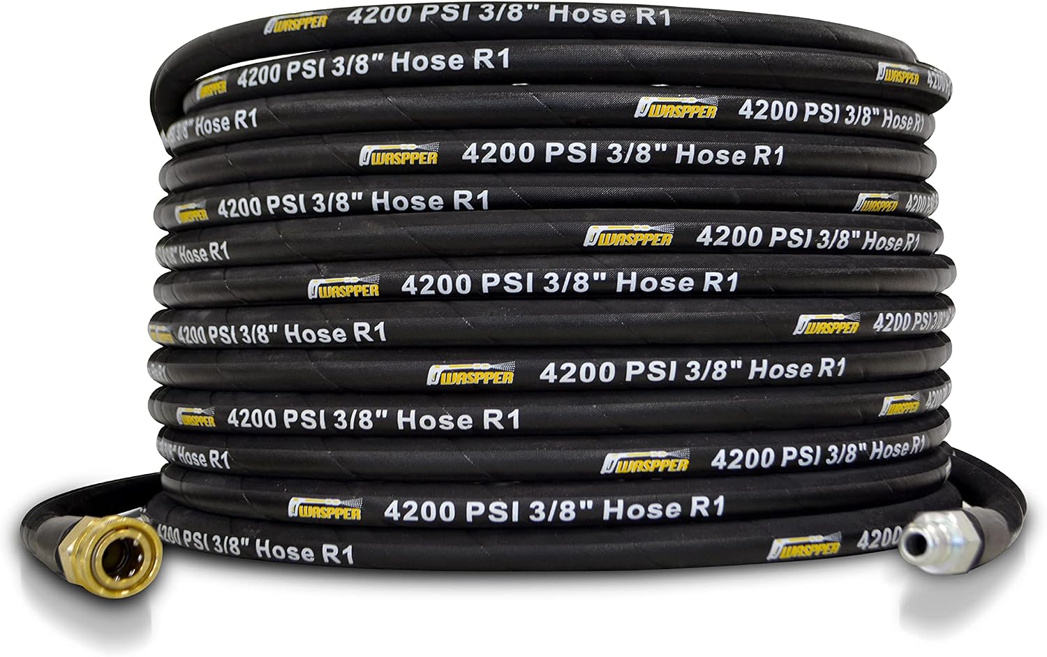 PEGGAS - 50FT Pressure Washer Hose - with 3/8 Inch Quick Connect, High Tensile Wire Braided Power Washer Hose, 4200 PSI