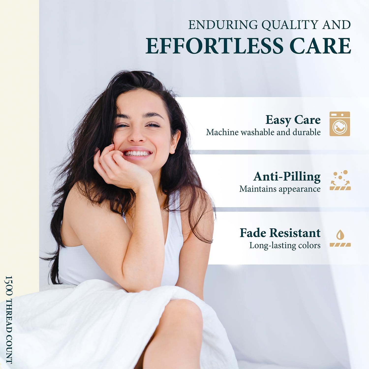 Ashton Sheets 100% Egyptian Cotton Sheets King Size - 4 PC 1500 High Thread Count Sheets King White, Silky Soft, Cooling, Sateen Weave, Luxury Hotel Collection Bedding, 17" Deep Pocket Bedsheet - Image 7