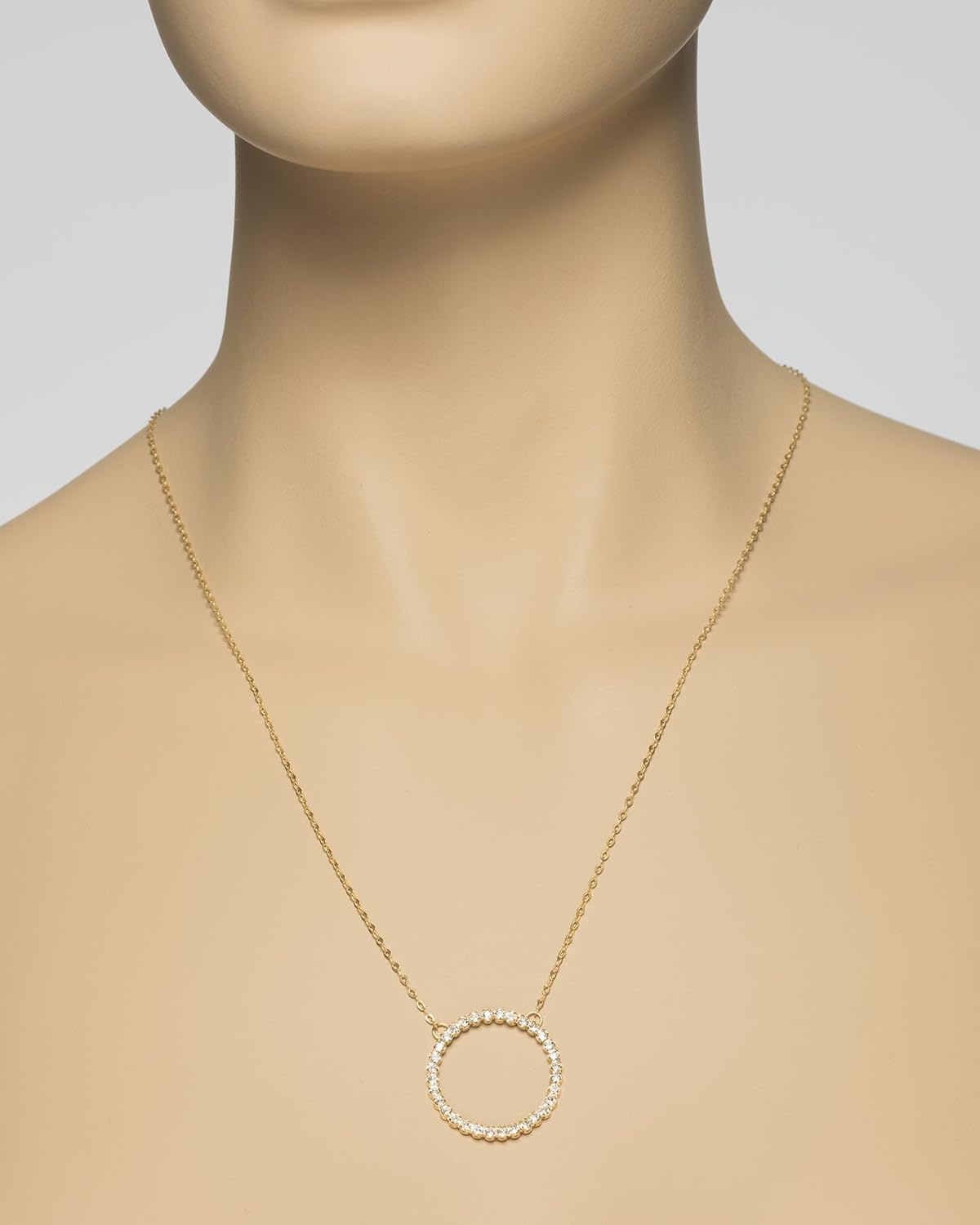 Stera Jewelry 18k Gold Plated Eternity Circle Necklace Made with Swarovski Crystal, 18 + 4 Inches