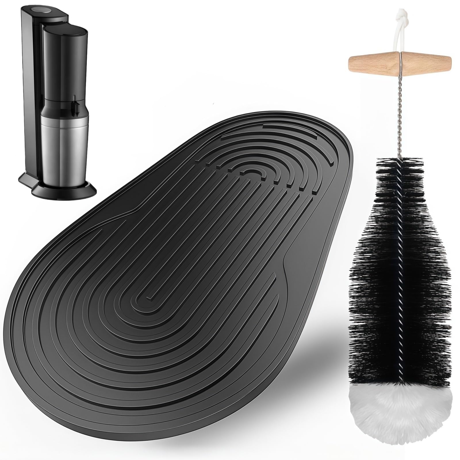 Kiuiom Mata Ociekowa do Sodastream Crystal 3.0, Silikonowa, Ze Szczotką Do Czyszczenia, Wodoodporna, Czarna
