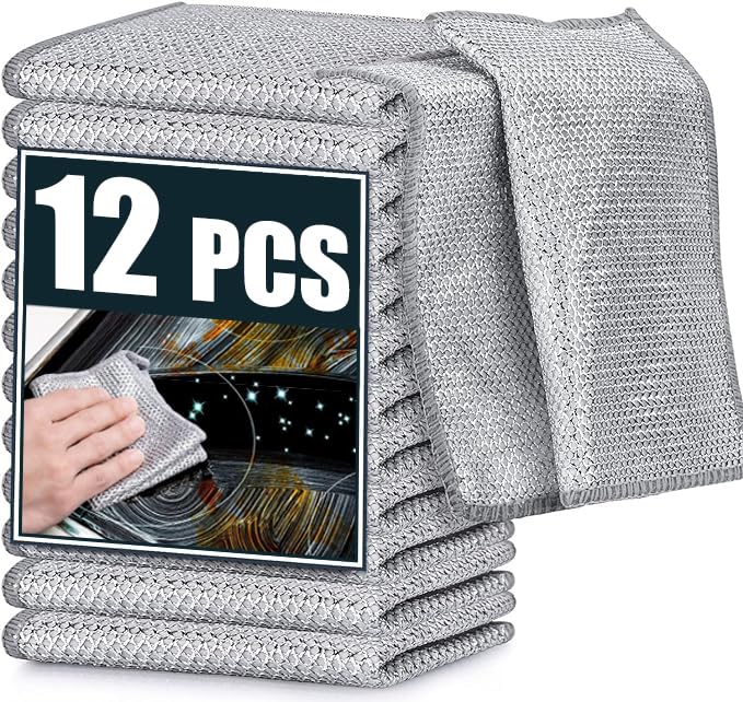 ZICOLA Pack of 12Multipurpose Wire Dishwashing Rags for Wet and Dry Stainless Steel, Scrubber Non-Scratch Wire Dishcloth for Washing Dishes Sinks Counters (20cm x 20cm x 0.5cm) (12) (B0D7CXS195) Amazon Price History, Amazon Price Tracker
