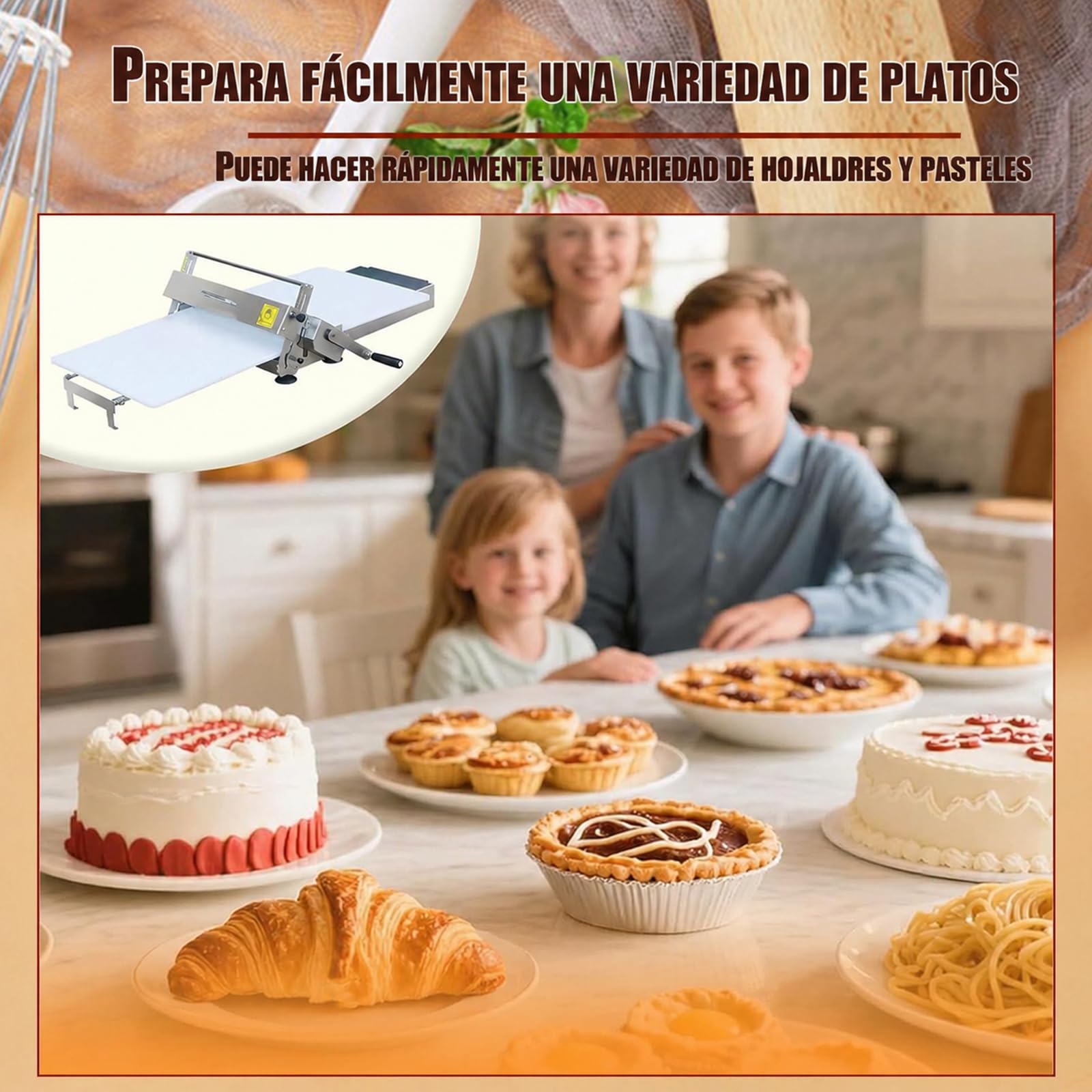 Faltbare Teigausrollmaschine mit Ausrollbrett, manuelle Teigausrollmaschine aus Edelstahl, einstellbare Teigstärke von 0–25 mm, geeignet für Pasta, Croissants und Nudeln A300