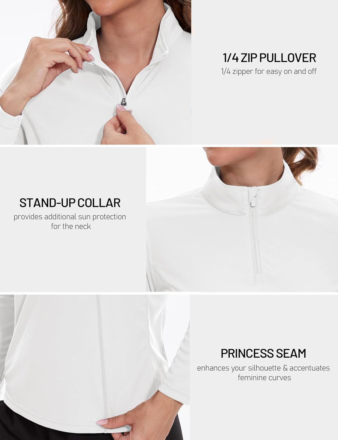 TACVASEN Women's Quarter Zip Pullover Golf Shirts UPF 50+ Long Sleeve Sun Shirts UV Protection Workout Tops - Image 5