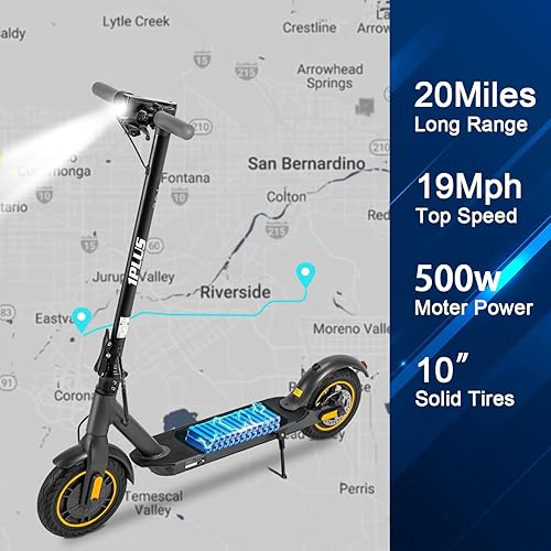 Miniatura 4 de Scooter eléctrico de 10 pulgadas, neumáticos sólidos de 600 W, motor de pico de hasta 20 millas de alcance y velocidad de 19 Mph para adultos,