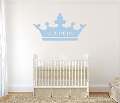 Miniatura 7 de Calcomanía de pared de vinilo con nombre personalizado con corona King – Decoración del hogar para dormitorio de niños, guardería o sala de juegos –