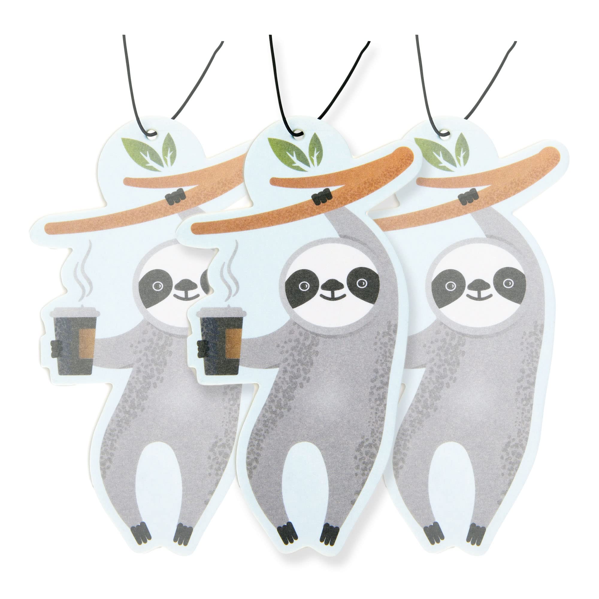 Cute Coffee Sloth Car Air Freshener Scented With Premium Oils By Fresh Fresheners (4 Pack)