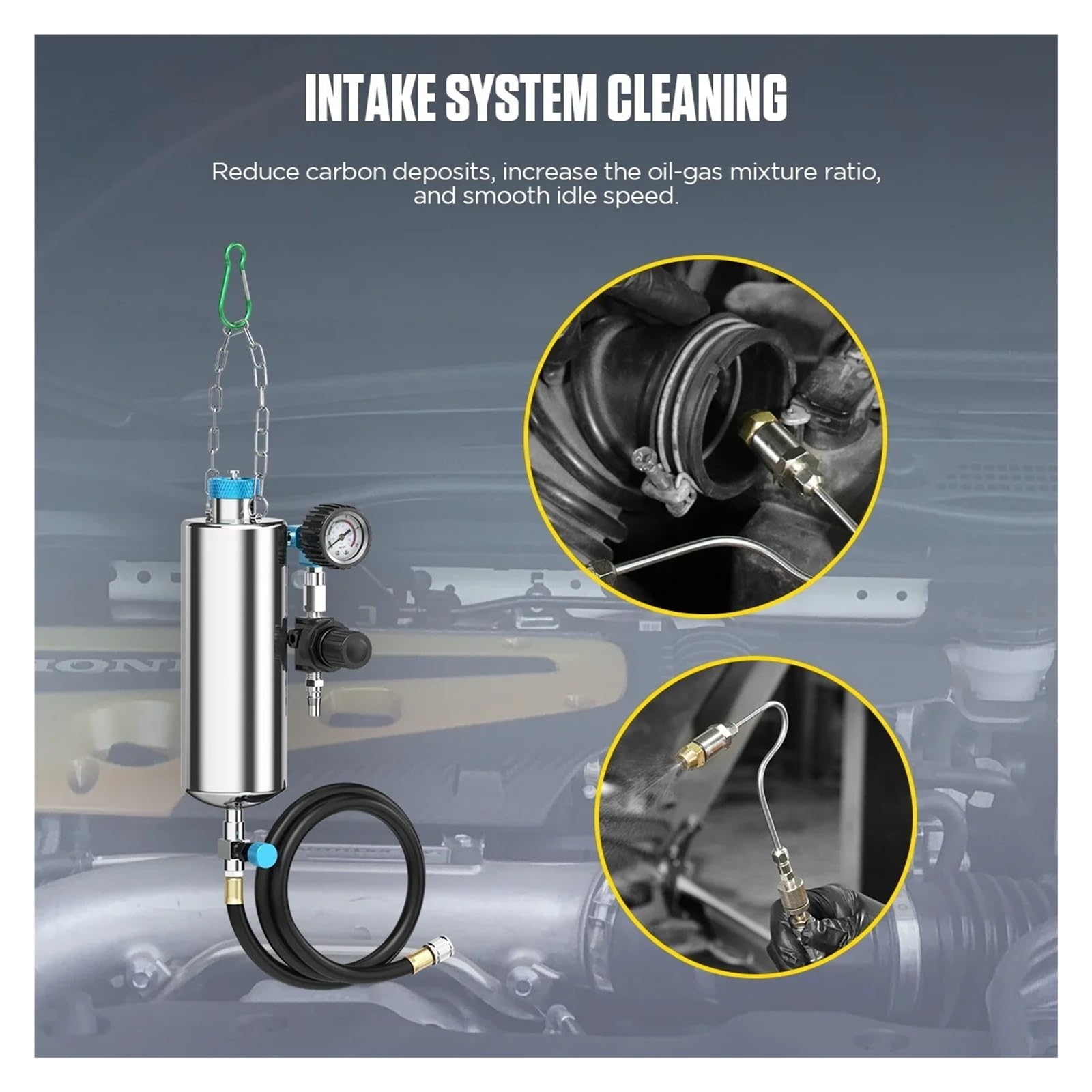 Limpiador de inyectores de Combustible for automóvil AUTOOL C80, comprobador de inyectores, Herramienta de Lavado sin Desmontar, Compatible con Gasolina, Herramienta de Lavado y Limpiador diésel