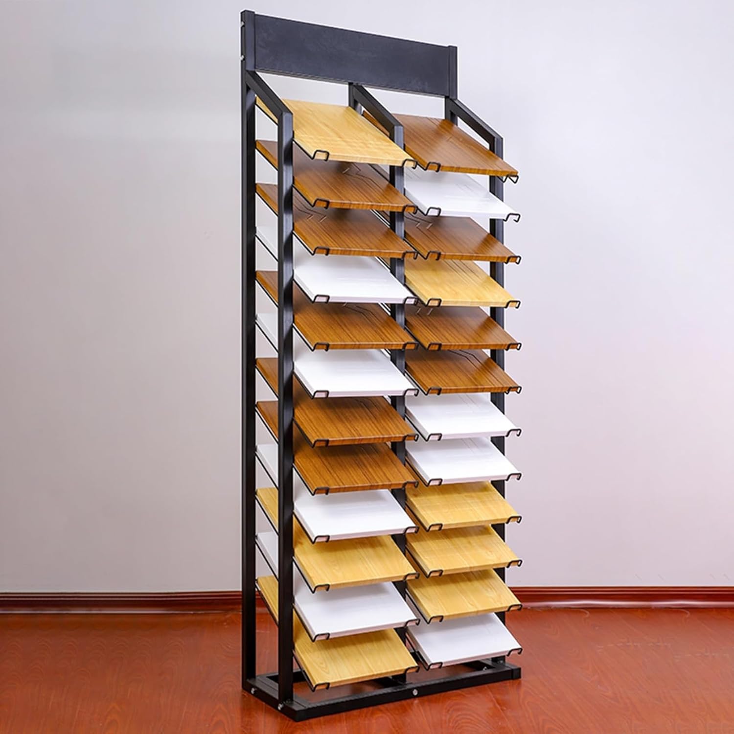 Tile Display Stand,Metal Ceramic Tile Display Rack,Large Format Cabinet/Building Material/Door/Tile Samples Shelf,Floor Standing Stone Organizer Shelf,for Retail Stores/Trade Show(27.3x12.5in/69.5x32c