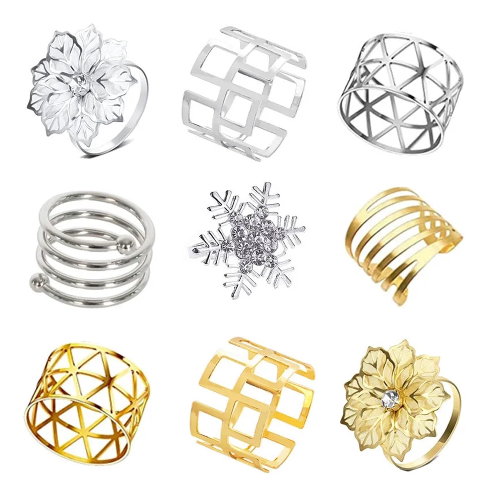 12 piezas anillos for servilletas de boda con patrón posterior