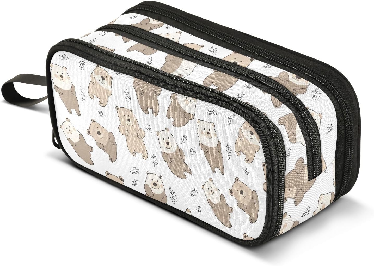 Cartoon Bear Cute Design Pencil Case Large Capacity Pen Bag School Office Stationery Organizer Zipper Pencil Pouch for Teen Girls Boys Adult