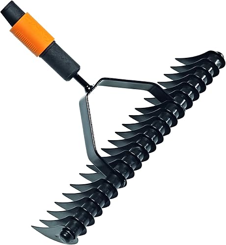 Miniatura 2 de Fiskars QuikFit 1000655 - Rastrillo aireador, cabezal de herramienta, ancho 14.6 in, negronaranja