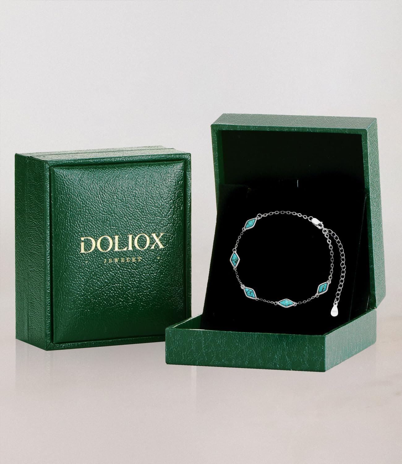 Genuine Turquoise Tennis Bracelet for Women 925 Sterling Silver Bead Chain with Green Stone December Birthstone Jewelry for Her