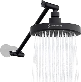 Rain Shower Head and SparkPod Shower Arm Extension - Both in Black Matte