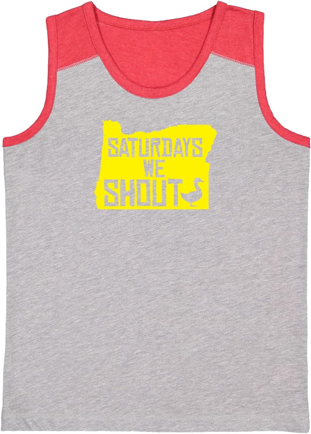 Saturdays We Shout Oregon Sports Slogan Youth Contrast Back Tank Top