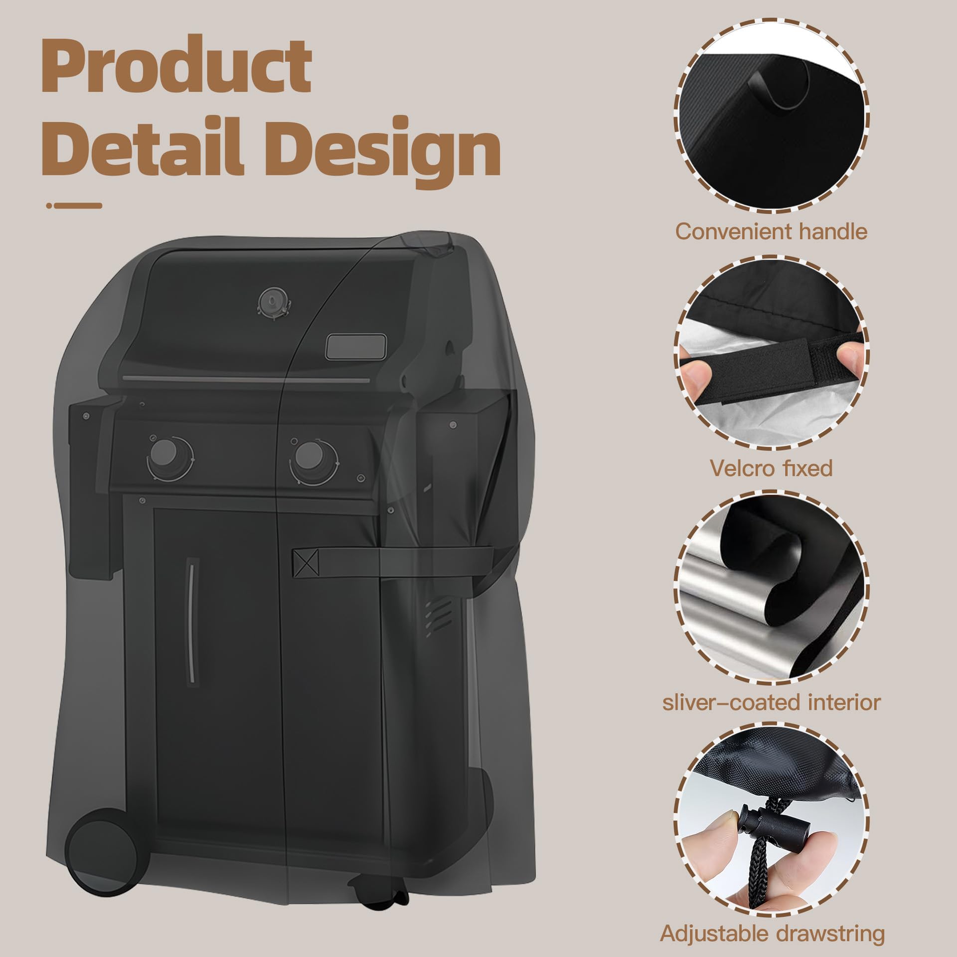 Funda para Parrilla de Barbacoa para Broil King Crown 490 Shadow 2026+ | Duradero, impermeable, resistente a desgarros, resistente a los rayos UV, ajuste seguro, con cordón ajustable